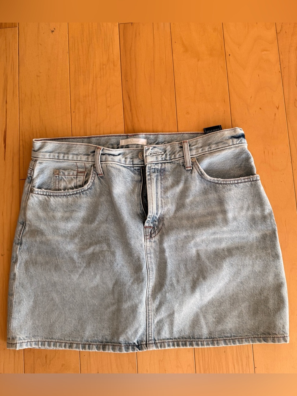 7 For All Mankind Light Wash Denim Mini Skirt